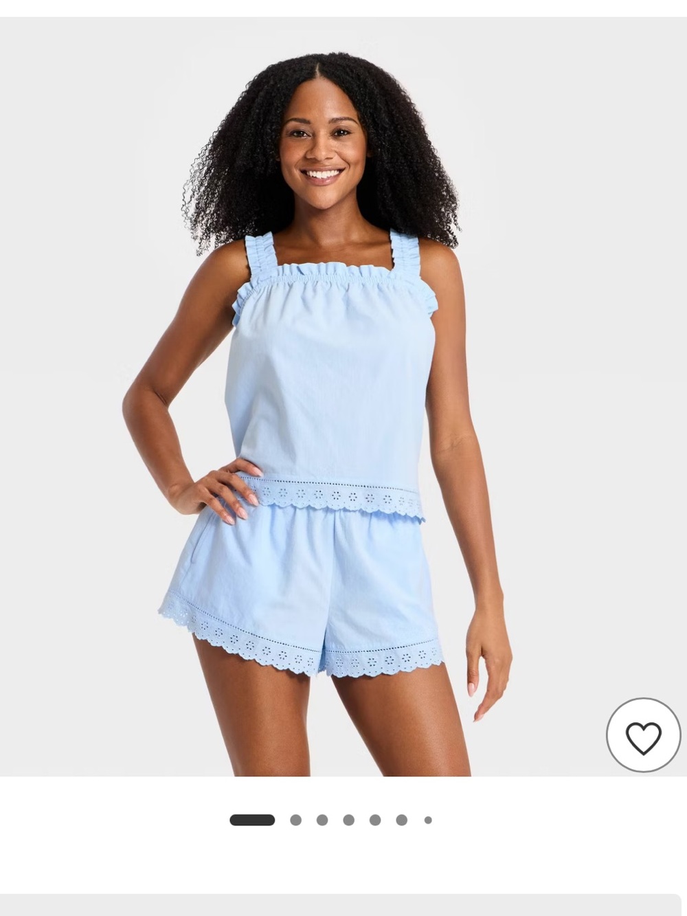 Auden Light Blue Eyelet Ruffle Strap Sleep Set